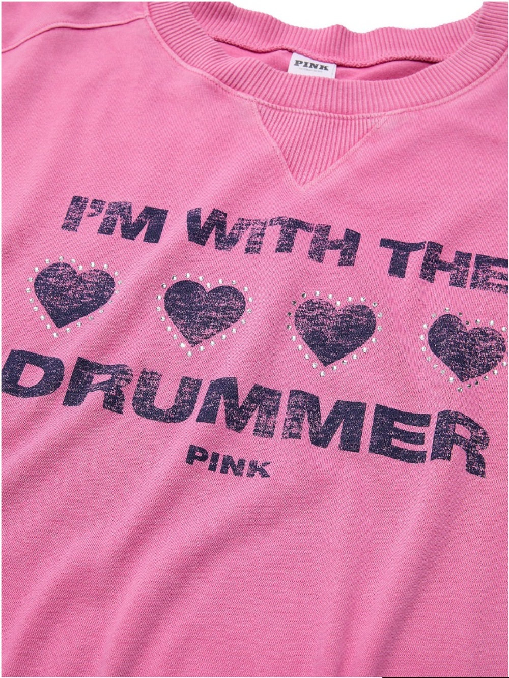 🩷VS Pink bling cotton v-stitch boxy tee sz S NWT - Picture 5 of 10